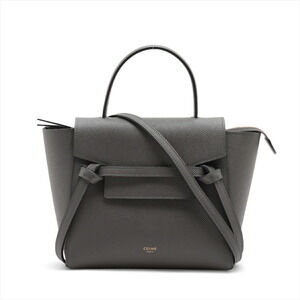 Celine Belt Bag Leather 2WAY Handbag Leather Handbag Gray